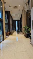 Elegant interior hallway in modern building with luxurious decor