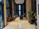 Elegant interior hallway in modern building with luxurious decor