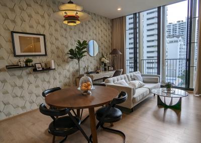 Modern living room with stylish furniture and natural lighting