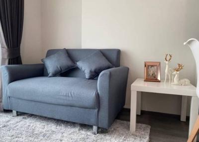 Modern living room with comfortable sofa and elegant decor