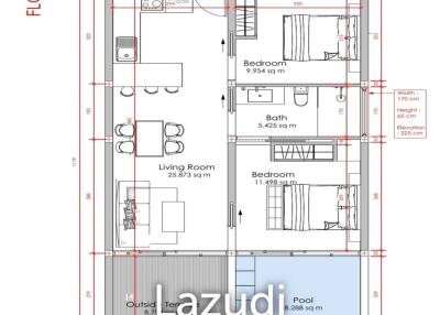 77 ตร.ม.  2 ห้องนอน  1 ห้องน้ำ คอนโดสำหรับ ขายใน มะเร็ต