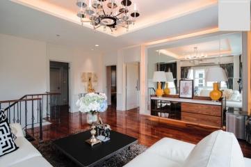 Elegant living room interior with modern furnishings and open space