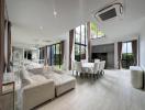 Spacious living room with modern furniture and natural light