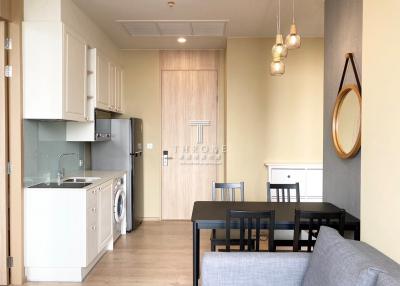 Modern kitchen with dining area in a contemporary apartment