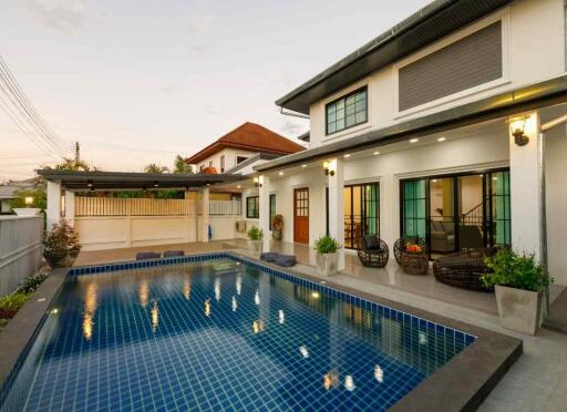 Discover your dream home in Chiang Mai! 2-story, 3-bed, 4-bath Pool Villa with 24Hr security. Move-in ready, priced at 7.99M THB. Explore now!