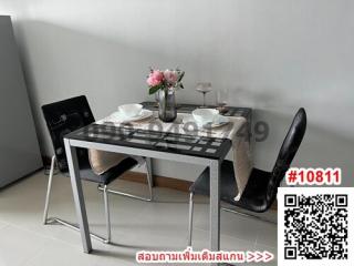 Modern dining table set with chairs and elegant tableware