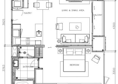 Architectural drawing of a residential floor plan with measurements