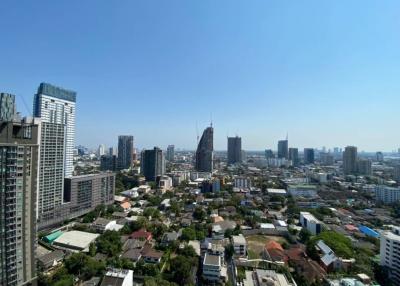 Panoramic cityscape view from a high-rise building