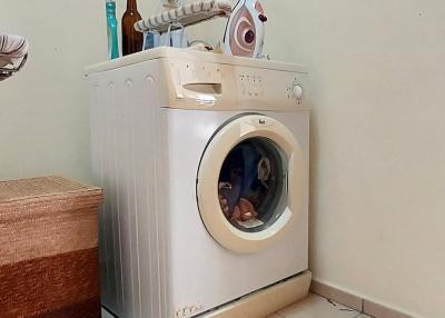 Compact laundry area with washing machine