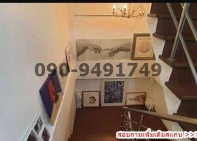 Elegant staircase inside a residential building with artistic wall decorations