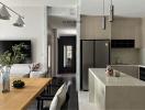 Modern kitchen with integrated dining area