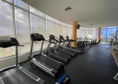 Spacious indoor gym with treadmills and large windows