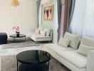 Elegant living room with modern furniture and natural light