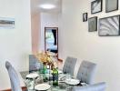 Modern dining room with a stylish table set for a meal