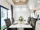 Elegant dining room interior with luxurious table set