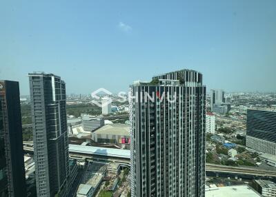 City skyline view with modern high-rise buildings