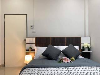Modern minimalist bedroom with elegant decor