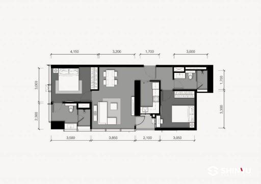 Architectural blueprint of a residential floor plan