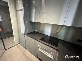 Modern kitchen with sleek design and built-in appliances