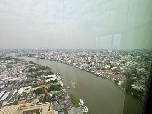 High-angle view of a cityscape from a skyscraper window