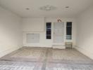 Spacious and empty living room with tiled flooring and decorative ceiling