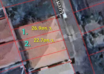 Aerial view of a property with marked boundaries