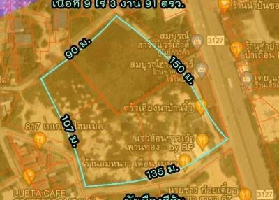 Aerial view of a land plot with boundary markings