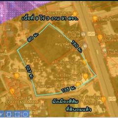 Aerial view of a land plot with boundary markings