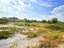 Spacious empty land with open blue sky and potential for development