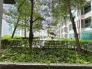 Lush outdoor garden in a residential apartment complex