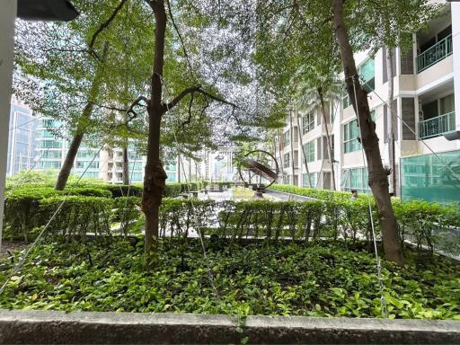 Lush outdoor garden in a residential apartment complex