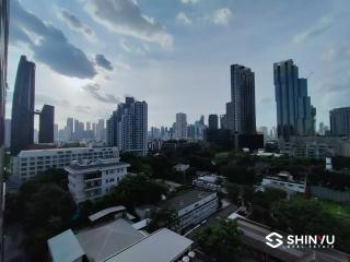 Panoramic cityscape view from a high-rise building