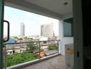 Apartment balcony with city view