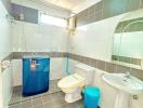 Bright bathroom with modern amenities