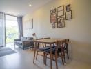 Bright and modern living room with dining area and balcony access