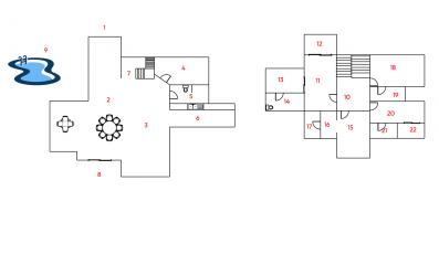 Detailed architectural floor plan of a house with numbered rooms
