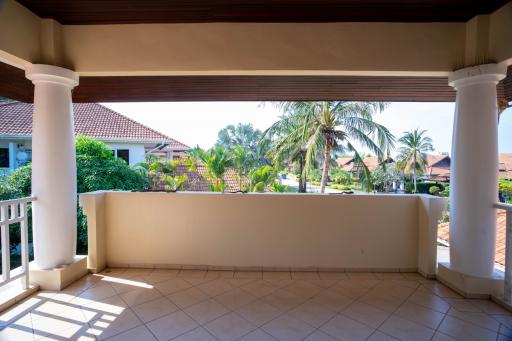Spacious balcony with a view of tropical landscape