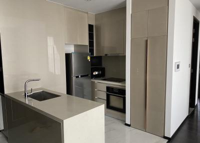 Modern kitchen with stainless steel appliances and center island