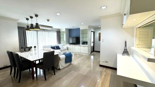 Spacious open plan living room with kitchen and dining area