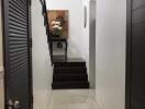 Modern hallway with stairs and decorative elements