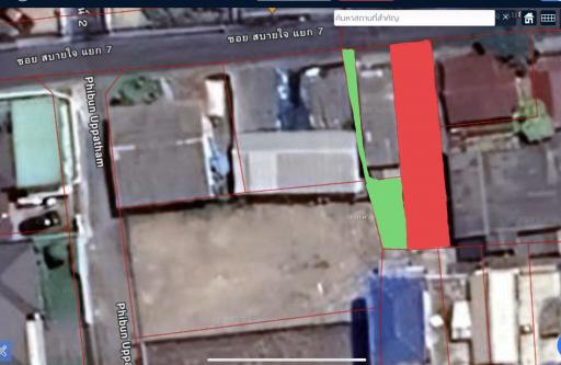 Aerial view of property lot with marked boundaries