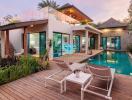 Luxurious poolside villa with spacious terrace and modern design