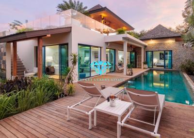 Luxurious poolside villa with spacious terrace and modern design