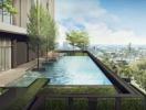 Luxurious rooftop infinity pool with cityscape view