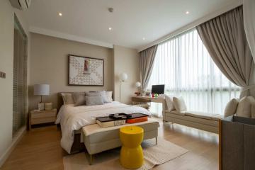 Elegant modern bedroom with lake view