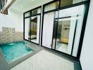 Private outdoor plunge pool with direct access to the master bedroom through sliding glass doors