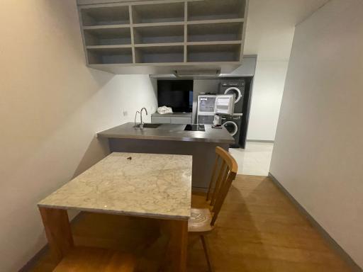 Modern kitchen with integrated dining area