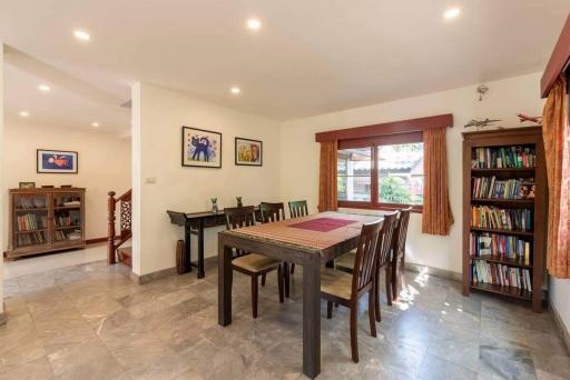 Spacious dining room with natural light