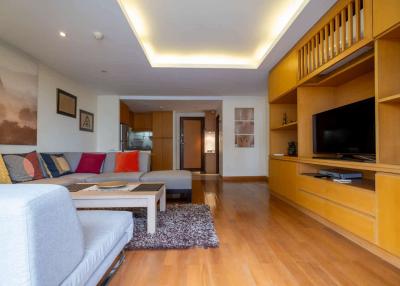 Spacious modern living room with comfortable seating and stylish decor