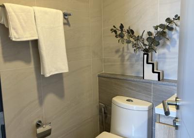 Modern bathroom interior with elegant fixtures